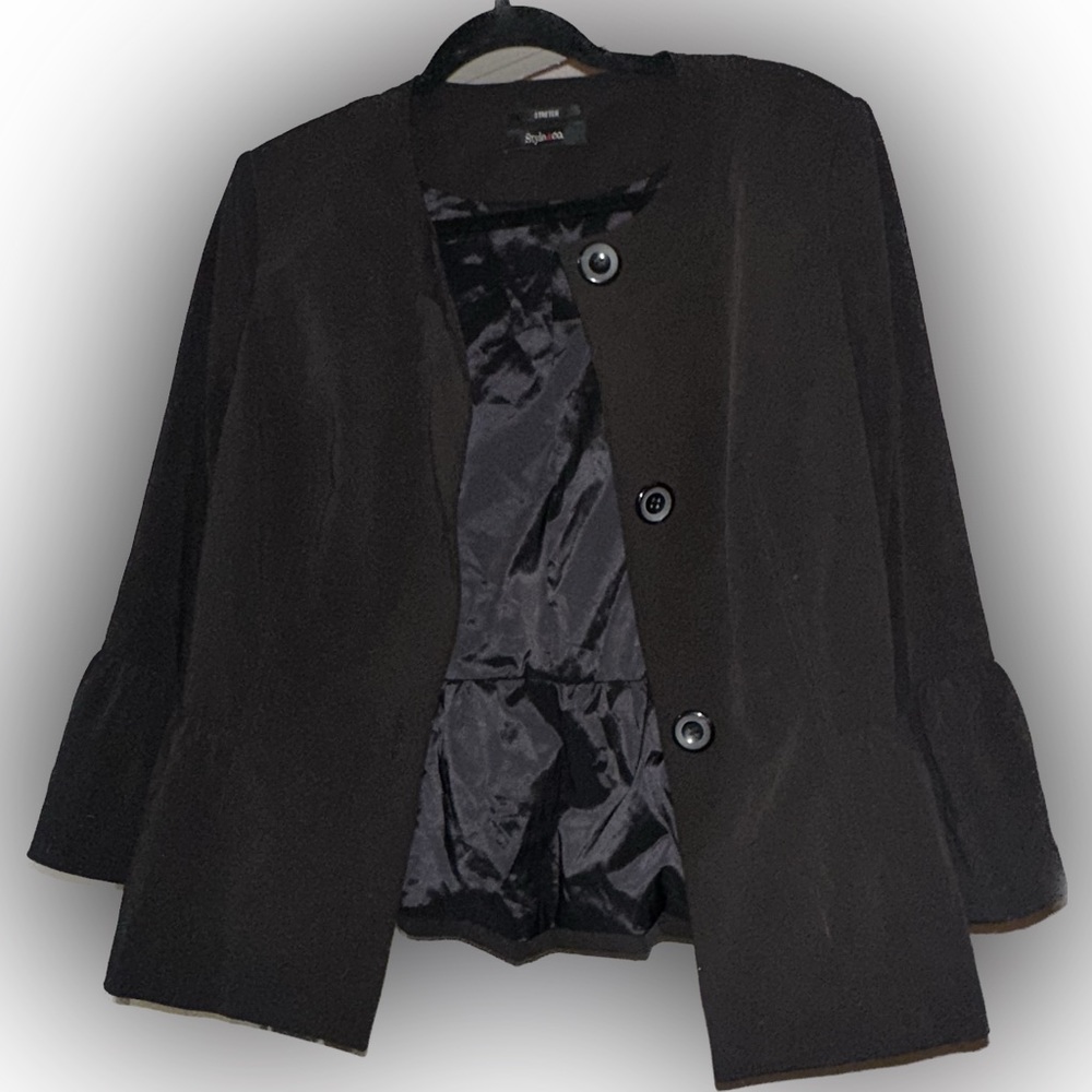 Style & Co Black Peplum Stretch Suit Jacket Blazer size Medium